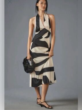 Bardot Citron Halter Cocktail Midi Dress